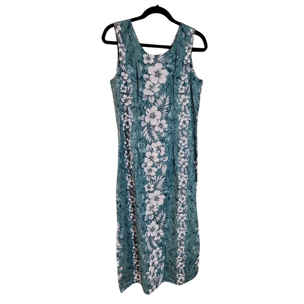 Halekulani Vintage Hawaiian Green Muumuu Womens size Large Retro